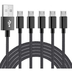 (5-Pack!!!) Micro-USB-kabel (2M) Extra Lång PS4/Samsung/PS5