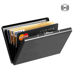 (2st) Rostfri Korthållare med fack - Skyddar RFID plånbokmetall svart korthållare