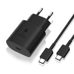 Samsung 25W USB-C Fast Charging väggladdare (svart) + 1M kabel 1 meter