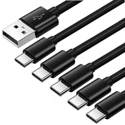 5-Pack 1M för Samsung Extra Lång USB-C (Typ-C) A41/A50/S20/S21 (5-PACK) 1 meter