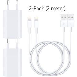 (2-PACK) 2M iPhone Laddare Väggladdare och Lightning kabel (2-PACK) 2 meter