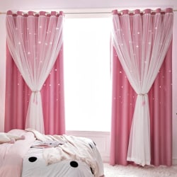 Star Window Gardin för flicka Barn sovrum Vardagsrum dekoration Pink 100cm*250CM Pink 100cm*250CM