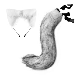 Halloween COS simulering räv plysch svans kläder tillbehör djur svans katt öra hår båge huvudbonader grey grey