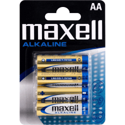 Maxell batterier, AA (LR06), Alkaline, 1,5V, 4-pack