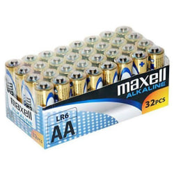 Maxell batterier, AA (LR06), Alkaline, 1,5V, 32-pack