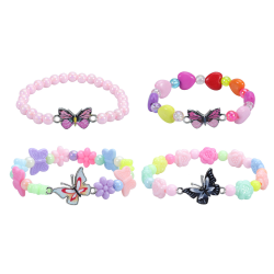 4 delar Princess Armband, Rainbow Stretchy Bead Armband