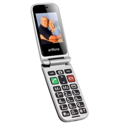 Artfone CF241A Flip Mobiltelefon för Äldre - Dual SIM, SOS... Svart