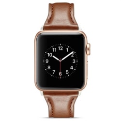 Apple Watch Series 7/SE/6/5/4/3/2/1 Slim Armband I Läder -... Brun