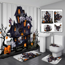 Halloween duschdraperi kostym Digital tryckning badrumsmatta set gray door mat only(45x75)
