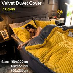 7 färger Sammet påslakan Enkel/Dubbel/Queen/King Storlek Vinter yellow 200x230cm Quilt Cover