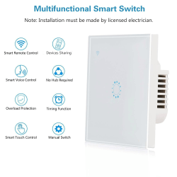 Wifi Touch/Voice Control Smart Light Switch Väggbrytare white EU/UK 1 Gang