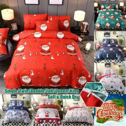 8 Storlekar 7 Färger Jul Santa Santa Sängkläder Set Påslakan red & white Single (150x200cm) 2pcs
