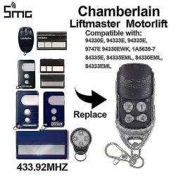 Chamberlain Liftmaster Autotallin oven kauko-ohjain Motorhift 1a5639-7 D-66793 94335e 4335e 4330e 4333e 4332e Vaihto 433 Mhz (94335e jne.) (ls)