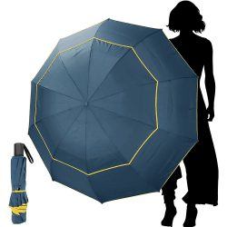 Extra stort golfparaply, hopfällbart paraply, regntätt kompakt paraply, överdimensionerad, dubbelt ventilerad kapell