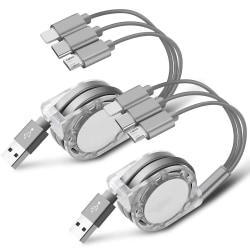 2-pack Multi USB -laddarkabel Infällbar 3-i-1-adapter för flera laddningssladd med Mini Type C Micro USB -port-kontakter Kompatibel med mobiltelefoner