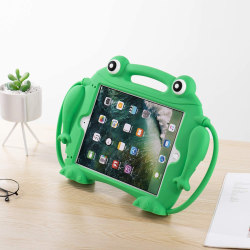 iPad Child Frog, Stötsäker I för Apple iPad Air 2/Air 1/9,7" Pro/9,7" 2017/2018 (5:e/6:e generationen) I Silikon med grepp och bilhållare, grön