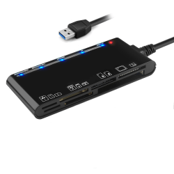 USB 3.0 kortläsare, Rocketek 7 i 1 minneskortläsare, USB 3.0 (5Gbps) höghastighets CF/SD/TF/XD/MS/Micro SD-kort Solt allt i ett kortläsare för vind