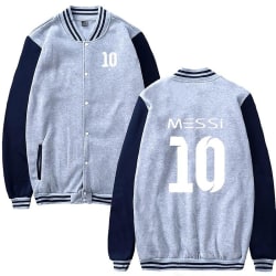 Nytt mode basebolltröja för män för Messi No.10 baseballjacka med print för män Casual sweatshirt för män Hip Hop Harajuku Slim Fit-modell Gray XXL