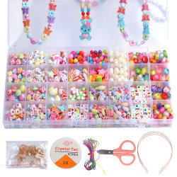 Pärlor för armband, diverse barnarmband och pärlsmyckeskit, färgglada flickarmbandskit, fantastisk födelsedags-/semesterpresent för barn i åldern 4-12