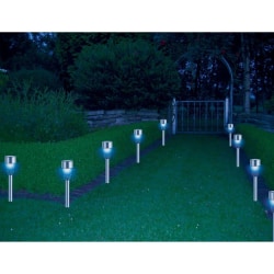 HI Trädgårdsbelysning solcell LED 8-pack rostfritt stål Silver