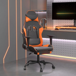 Gamingstol med fotstöd svart och orange konstläder Svart