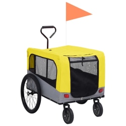 2-i-1-Cykelvagn för husdjur och joggingvagn gul och grå Gul
