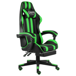 Gamingstol med fotstöd svart och grön konstläder Grön