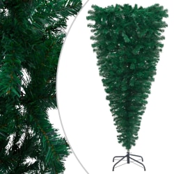 Uppochnedvänd plastgran med stativ grön 180 cm