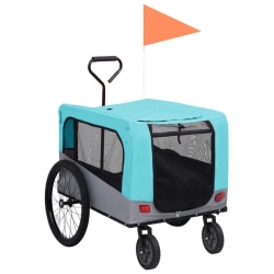2-i-1-Cykelvagn för husdjur och joggingvagn blå och grå Blå