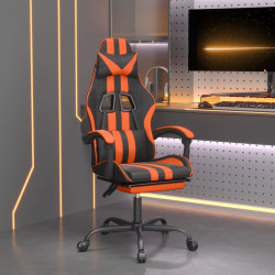 Snurrbar gamingstol med fotstöd svart och orange konstläder Orange