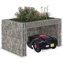 Garage för gräsklippare och blombädd 110x80x60 cm ståltråd Silver