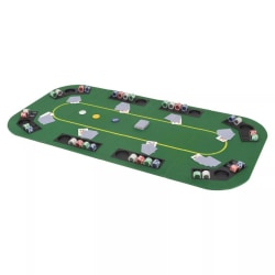 Hopfällbar pokerbordsskiva 8 spelare rektangulärt 4-sidigt grönt Grön