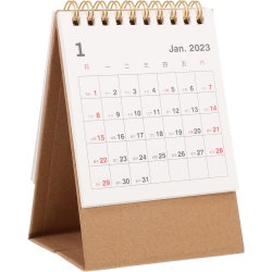 Pieni pöytäkalenteri 2023-2024, tammikuu 2023-kesäkuu 2024 Pieni pöytäkalenteri, spiraali, pieni seisova kääntökalenteri kotitoimistokouluun, Ivory