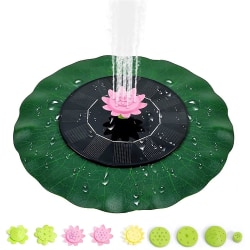 Solar fontänvattenpump med lotusblad, klassisk soldriven fontänpump med 10 munstycken, fristående flytande solfontänsats för fågelbad
