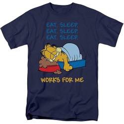 Garfield Works For Me Vuxen T-shirt i Marinblå X-Large