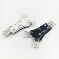 4 i 1 extern kortläsare USB Micro SD & Tf kortläsare Adapter för Iphone / Ipad Mac / Android / Windows PC black