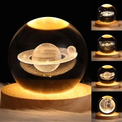 Led Kristall Bordslampa USB 3d Moon Galaxy Globe Nattlampa Barn Xmas Dekor Present Moon