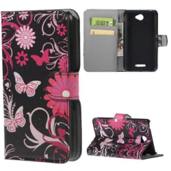 Plånboksfodral Sony Xperia E4 - Svart med Fjärilar