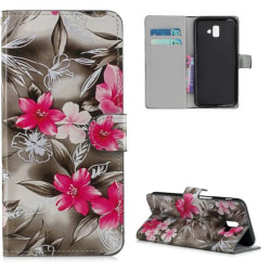 Plånboksfodral Samsung Galaxy J6 Plus- Svartvit med Blommor