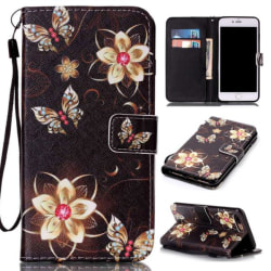 Plånboksfodral iPhone 7 Plus – Blommor i Guld
