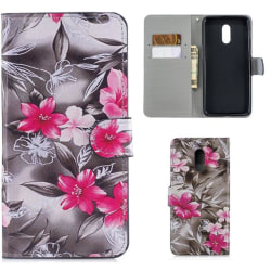 Plånboksfodral OnePlus 6T - Svartvit med Blommor