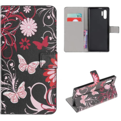 Plånboksfodral Samsung Galaxy Note 10 Plus - Svart med Fjärilar