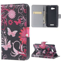 Plånboksfodral Sony Xperia E4g - Svart med Fjärilar