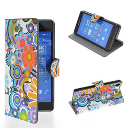 Plånboksfodral Sony Xperia Z3 - Vit med Blommor & Cirklar