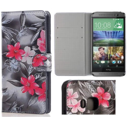 Plånboksfodral HTC One (M9) - Svartvit med Blommor