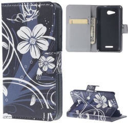 Plånboksfodral Sony Xperia E4g – Svart med Blommor