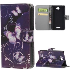 Plånboksfodral Sony Xperia E4 – Lila med Fjärilar