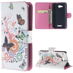 Plånboksfodral Sony Xperia E4g - Vit med Fjärilar