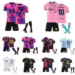 Barn Vuxna Fotbollströja Full Kit Fotbollsträningsdräkt 21/22 20 21 Pink Neymar 10 Kids 26 (140-150CM) 20 21 Barcelona Away Messi 10 Kids 26 (140-150CM)