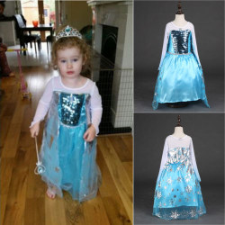 Halloween Girl Frozen Princess Elsa Dress Cosplay Kostym Present 8-9 Years 6-8 Years